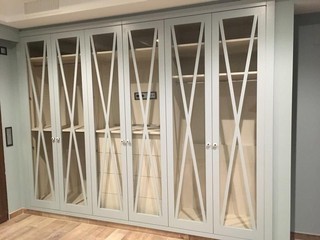 CABINET WITH GLAZED DOORS AND CROSS DETAILS