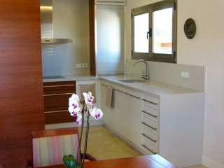 CHERRY WOOD AND LACQUERED KITCHEN